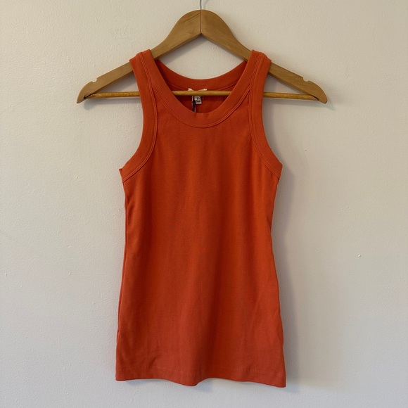 NWT Alex Mill Everyday Ribbed Cotton Stretch Tank Top in Orange | Size Small - Picture 1 of 9